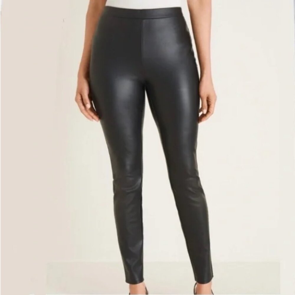 Chicos black faux leather leggings size 1